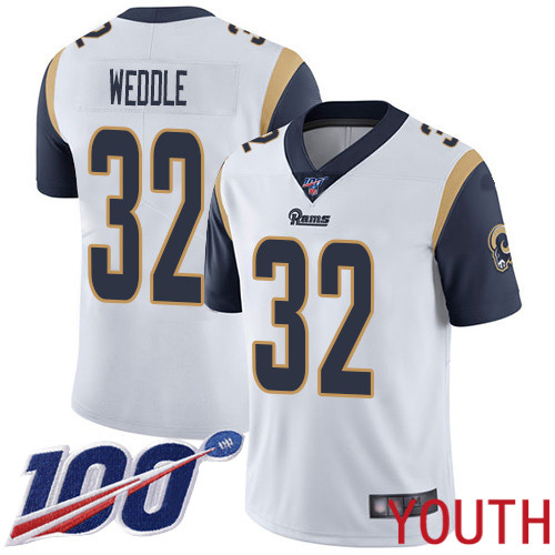 Los Angeles Rams Limited White Youth Eric Weddle Road Jersey NFL Football 32 100th Season Vapor Untouchable